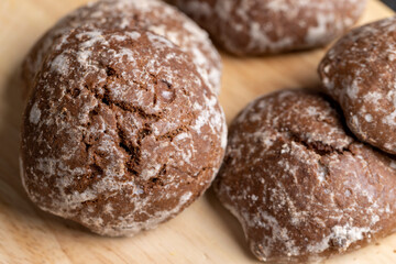 Fresh chocolate gingerbread on the kitchen table