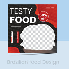  black and red color Burger social media feed post template social media Instagram for food promotion simple banner frame