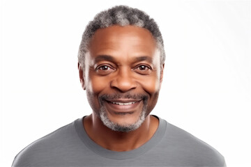 Obraz premium black mature adult man smiling on a white background