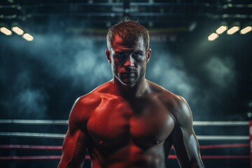 Boxer in the Ring. AI - obrazy, fototapety, plakaty