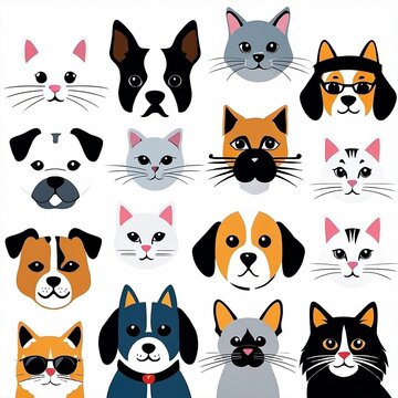 a collection of different types of cats and dogs. ai generated images