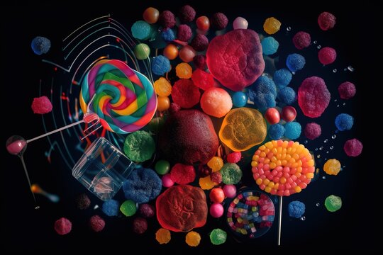 colorful lollipop on black background