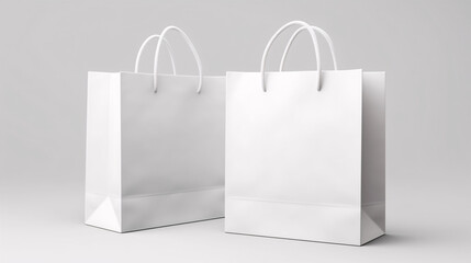 Mockup set of Realistic white Shopping Bag for branding and corporate identity design. Paper package template isolated on white