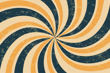 Vector vintage retro spiral rays with grunge style starburst background