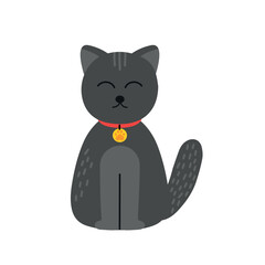 Cute cat with stripes isolated on white background. 