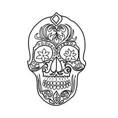 Hand drawn doodle  skull, Day of the Dead element