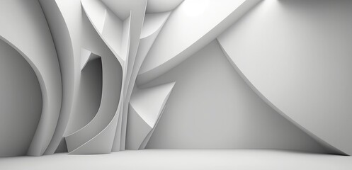 3D Abstract White Background, Generative AI