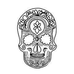 Hand drawn doodle  skull, Day of the Dead element