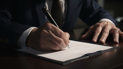 male lawyer signing contract, generative ai