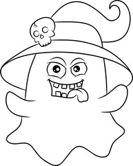 Ghost cartoon character line art vector