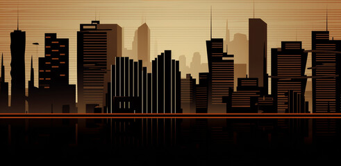 modern urban city panorama. vector illustration, generative ai