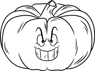 Pumpkin Halloween cartoon line art