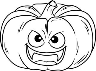 Pumpkin Halloween cartoon line art