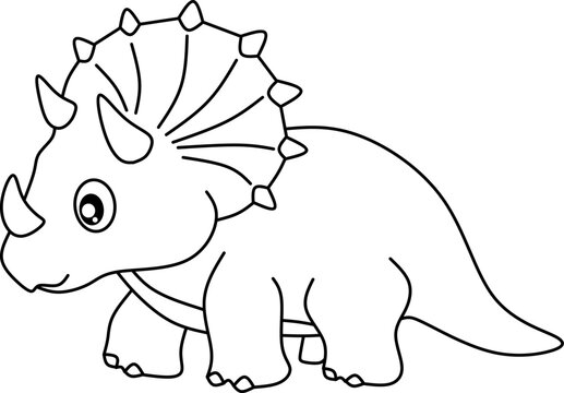 Triceratops cartoon line art vector