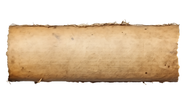 Vintage old parchment paper scroll full sheet transparent background. Parchment paper scroll png