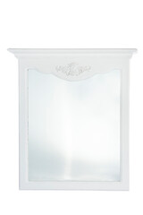 mirror in wooden white frame, object on white background