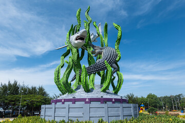 Surabaya monument, famous landmark of the city in East Java, Indonesia