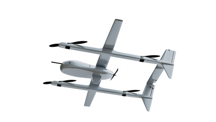 Fototapeta na wymiar 3D Grey Realistic Unmanned Aerial Vehicle Drone. Cut Out.
