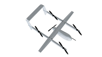 3D Grey Realistic Unmanned Aerial Vehicle Drone. Cut Out.