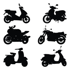 Motorcycle or Modern Bike Silhouettes Vector Illustration