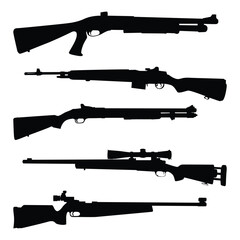Weapon or Gun Silhouettes Vector Illustration