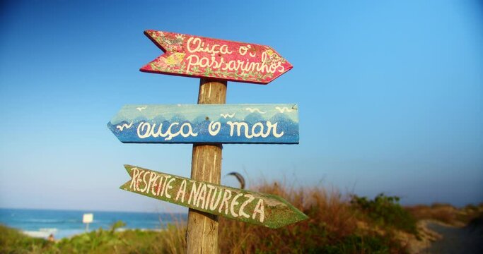 Welcome Sign to a Brazilian Beach
