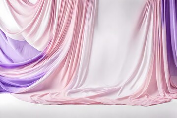 silk background, Delicate silk fabric in pastel pink and violet white floats gracefully in the air, defying gravity