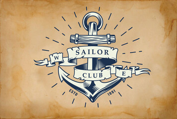 vintage label with a flag