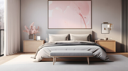 Bedroom with subtle pink vibes