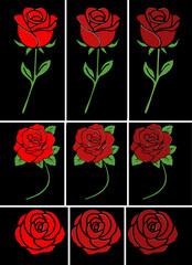 Flower red roses  layered file svg vector cut file cricut silhouette design for t-shirt book shop car decoration sticker etc 