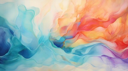 Fototapeta na wymiar an abstract painting of a multicolored wave of fluid paint. generative ai