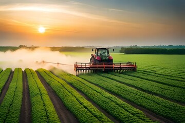 combine harvester working in the field generating by AI technology