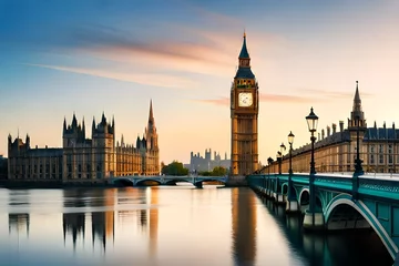 Keuken foto achterwand Tower Bridge houses of parliament city generating by AI technology