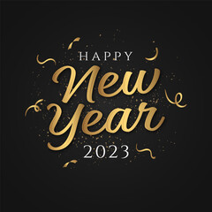 Happy new year gold lettering, invitation, greeting.