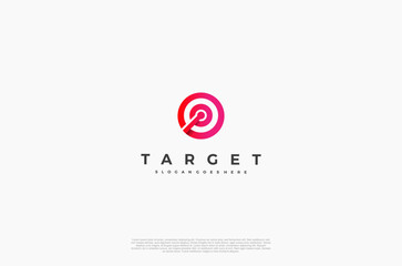 Simple arrow center target point logo concept. Vector Illustration