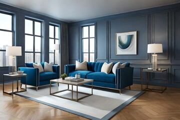 Naklejka na ściany i meble living room interior generated by AI
