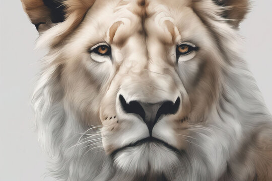 lion portrait, digital painting, 3 d illustration