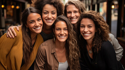 Fototapeta premium A Portrait of a Group of Friends all Smiling
