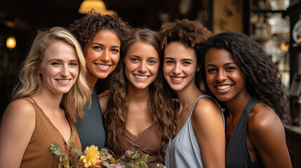 Fototapeta premium A Portrait of a Group of Friends all Smiling