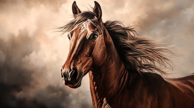 A photorealistic image of a horse is displayed.