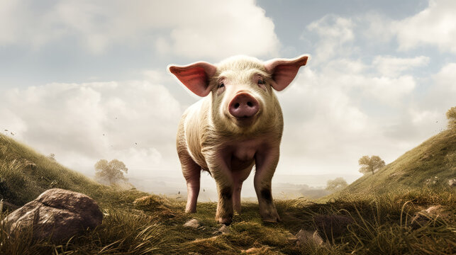 He created a photorealistic image of a pig.