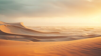  the sun is setting over the sand dunes in the desert.  generative ai