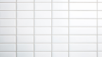 He inspects a white chequered wall tiling in a bathroom.
