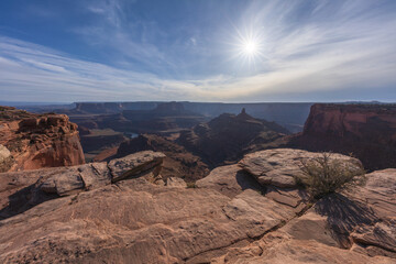 sunset at dead horse point in dead horse point state park, utah, usa
