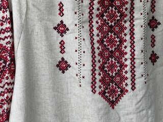 Linen embroidery ethnic cloth dress. - obrazy, fototapety, plakaty