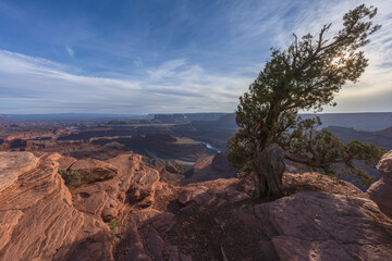 sunset at dead horse point in dead horse point state park, utah, usa
