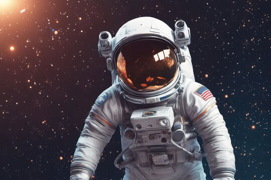 astronaut in space. astronaut walk on space background. elements of this image furnished by NASA