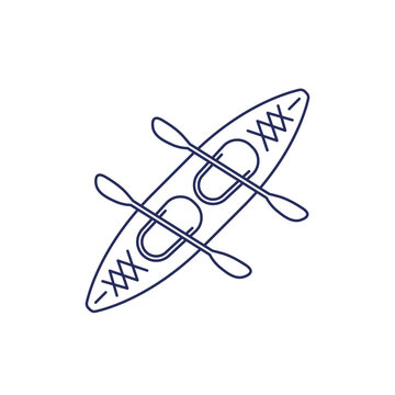 recommend clip art: double kayak icon on white, line vector