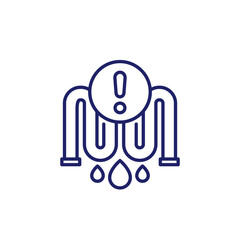 leaking pipe icon, water leakage line vector