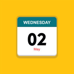 may 02 wednesday icon with yellow background, calender icon